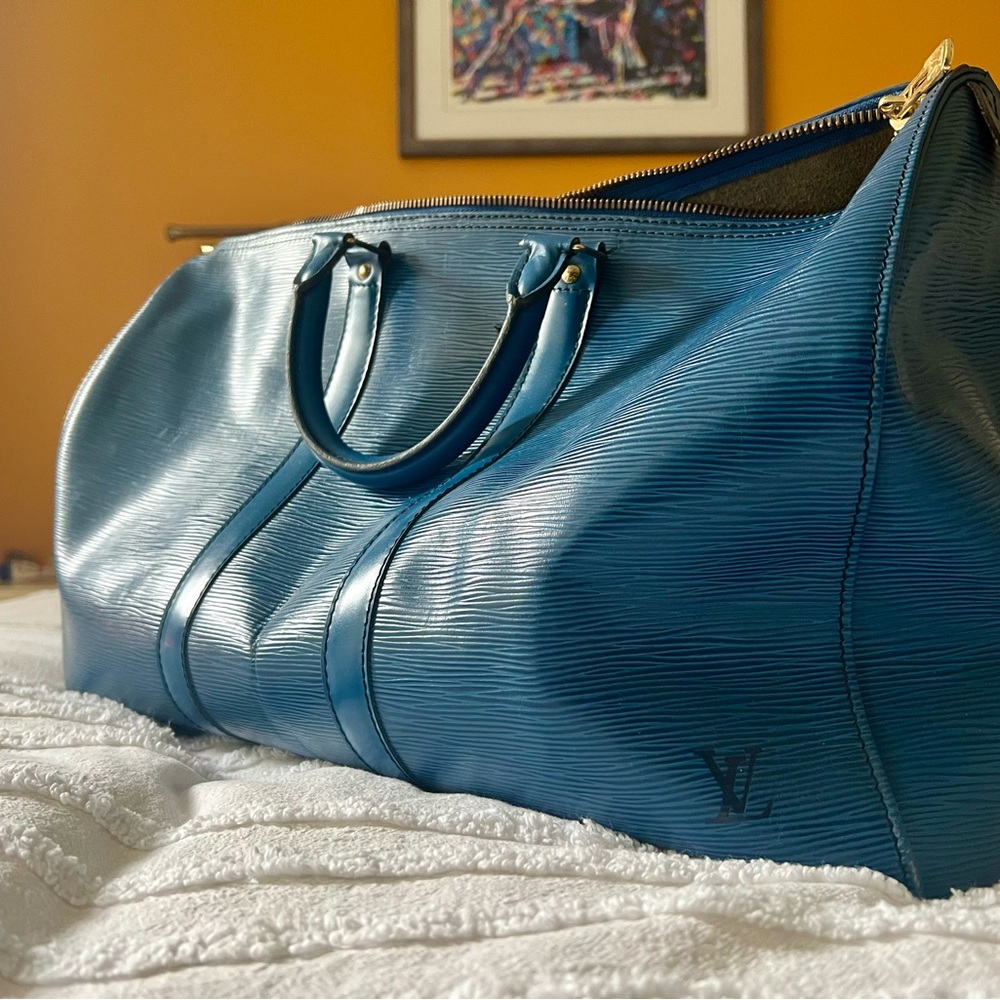 Louis Vuitton Blue Épi Duffle Bag